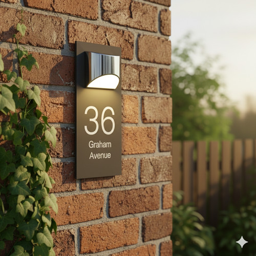 House number plaques solar - house,