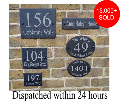 Rustic slate house gate sign - house,