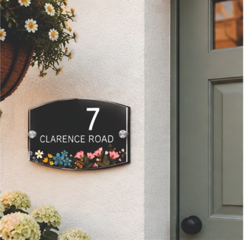 House number plaques - plaques, floral